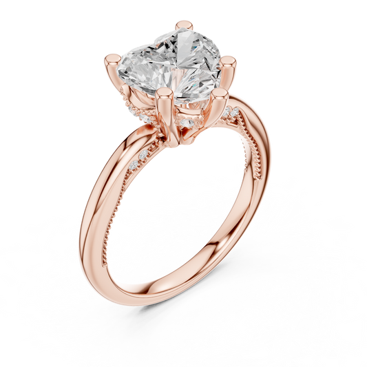 2.60ctw Heart-Cut Diamond Solitaire Hidden Halo Engagement Ring | Solid Gold