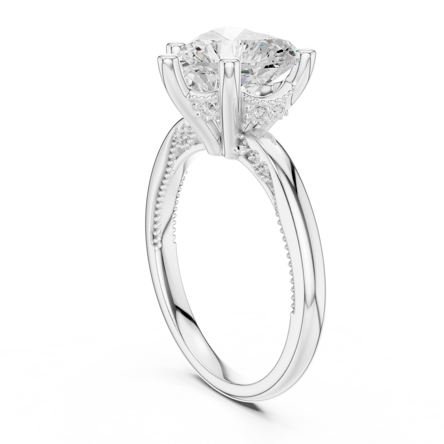 2.60ctw Heart-Cut Diamond Solitaire Hidden Halo Engagement Ring | Solid Gold