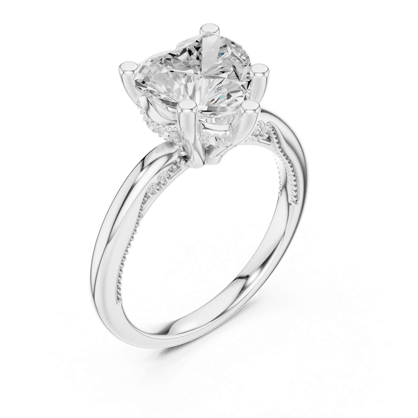 2.60ctw Heart-Cut Diamond Solitaire Hidden Halo Engagement Ring | Solid Gold