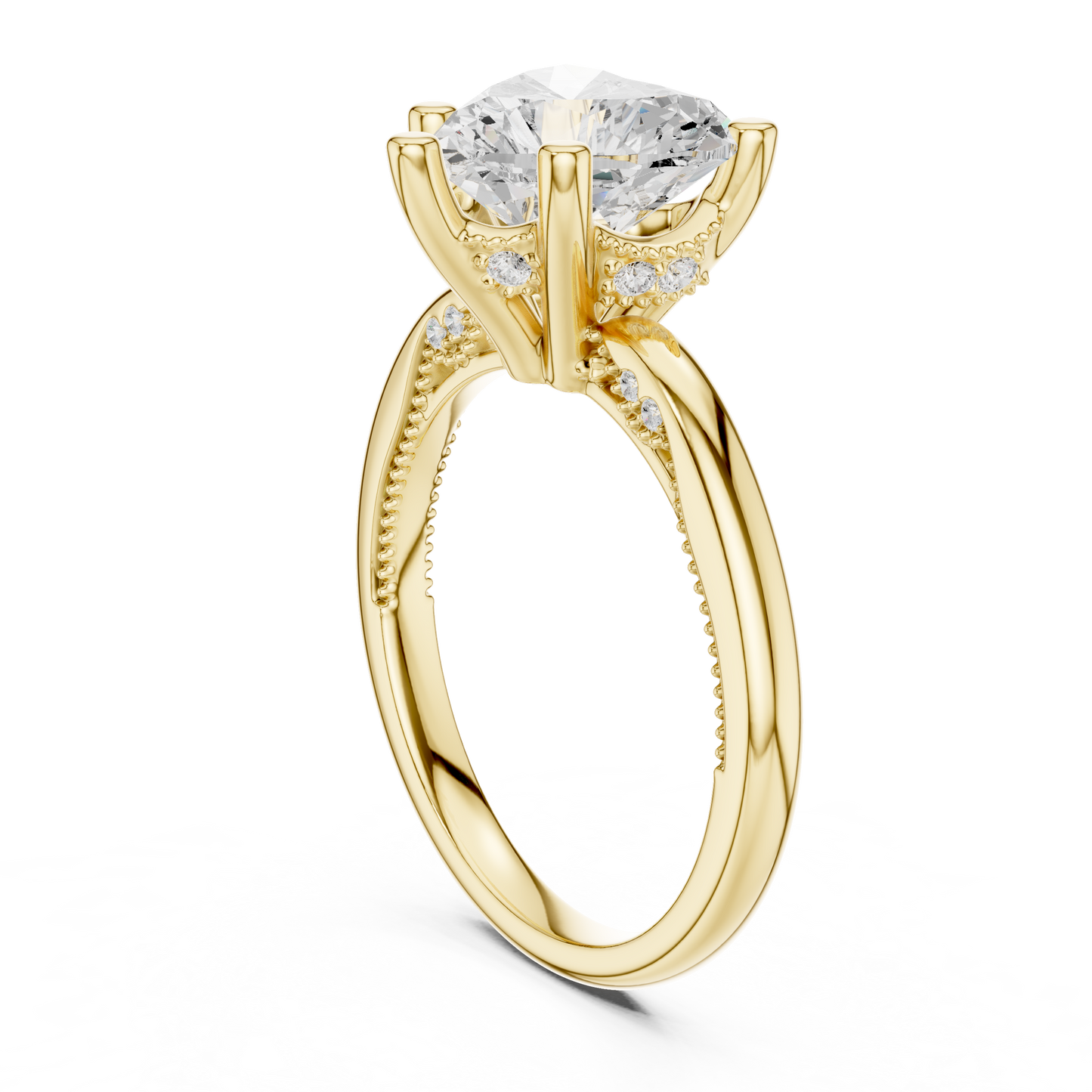 2.60ctw Heart-Cut Diamond Solitaire Hidden Halo Engagement Ring | Solid Gold