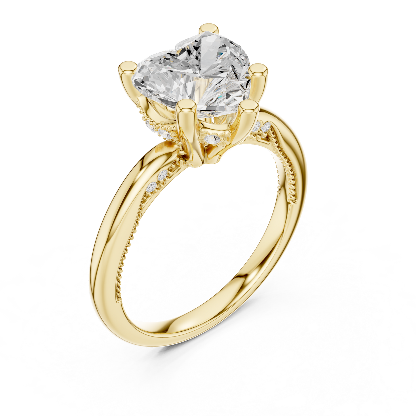 2.60ctw Heart-Cut Diamond Solitaire Hidden Halo Engagement Ring | Solid Gold