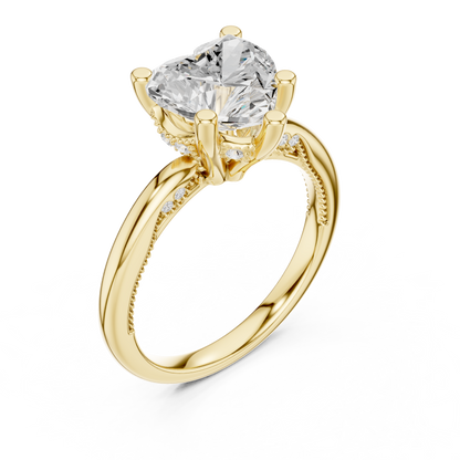 2.60ctw Heart-Cut Diamond Solitaire Hidden Halo Engagement Ring | Solid Gold