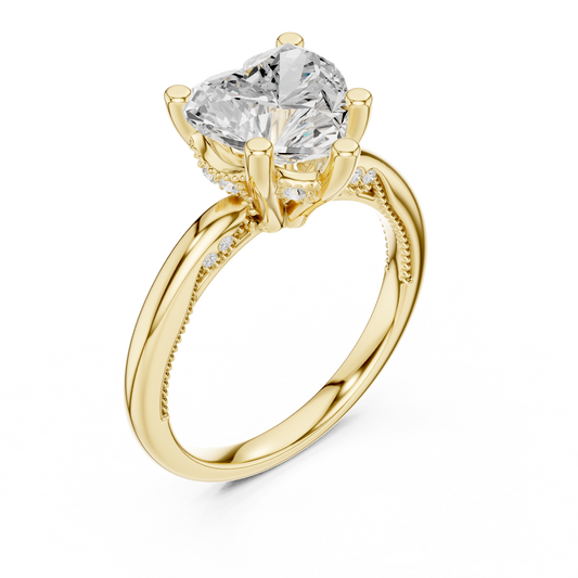 2.60ctw Heart-Cut Diamond Solitaire Hidden Halo Engagement Ring | Solid Gold