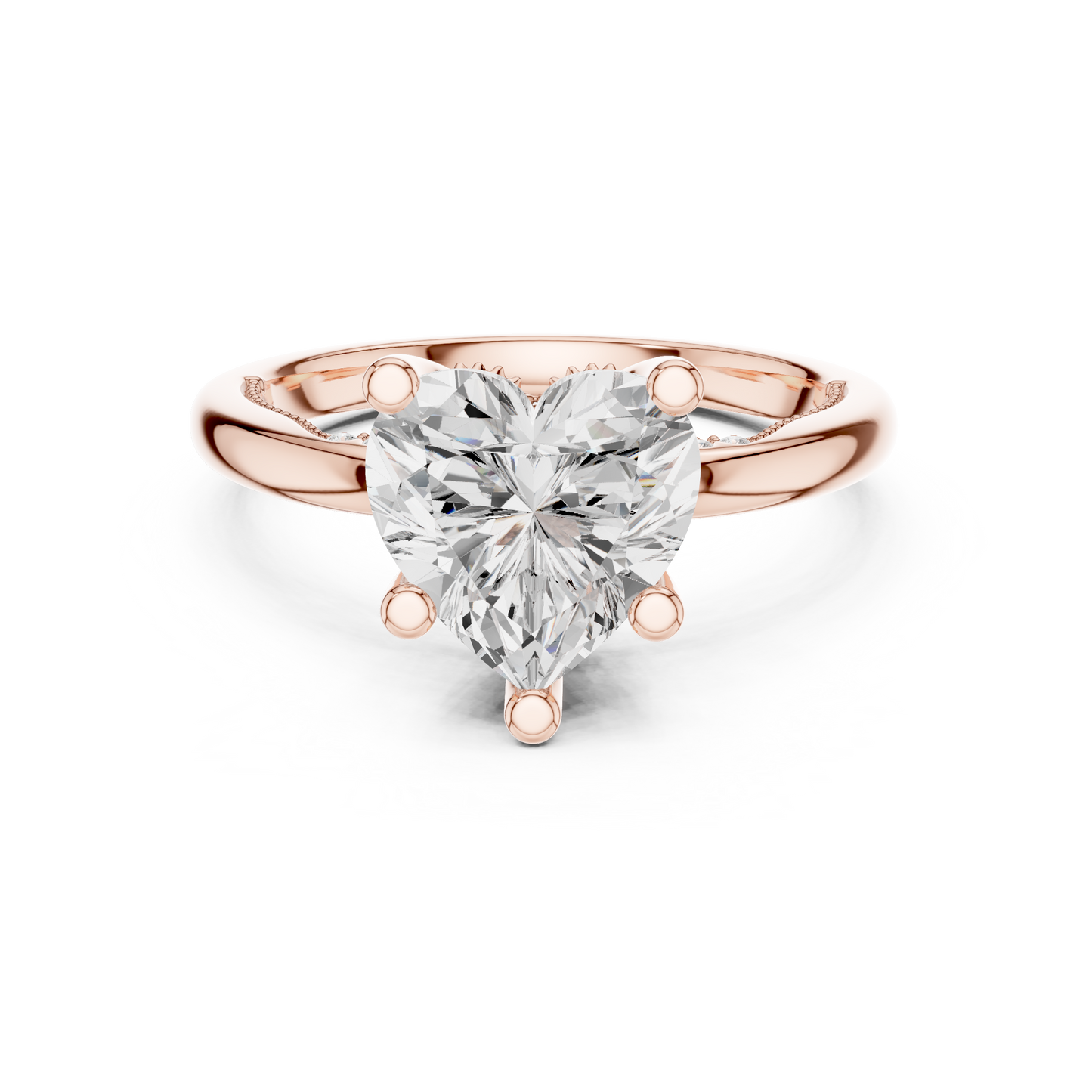 2.60ctw Heart-Cut Diamond Solitaire Hidden Halo Engagement Ring | Solid Gold