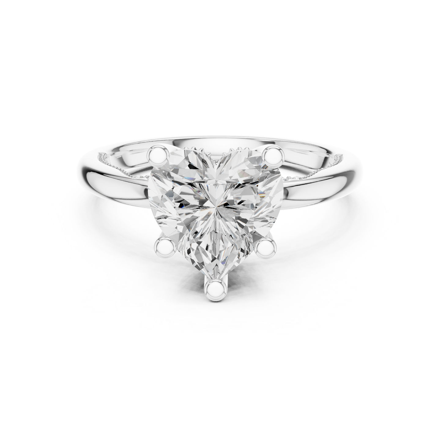 2.60ctw Heart-Cut Diamond Solitaire Hidden Halo Engagement Ring | Solid Gold