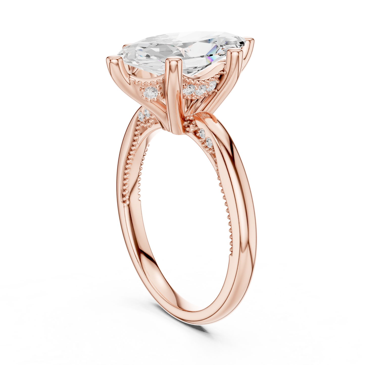 2.60ctw Marquise-Cut Diamond Solitaire Hidden Halo Engagement Ring | Solid Gold