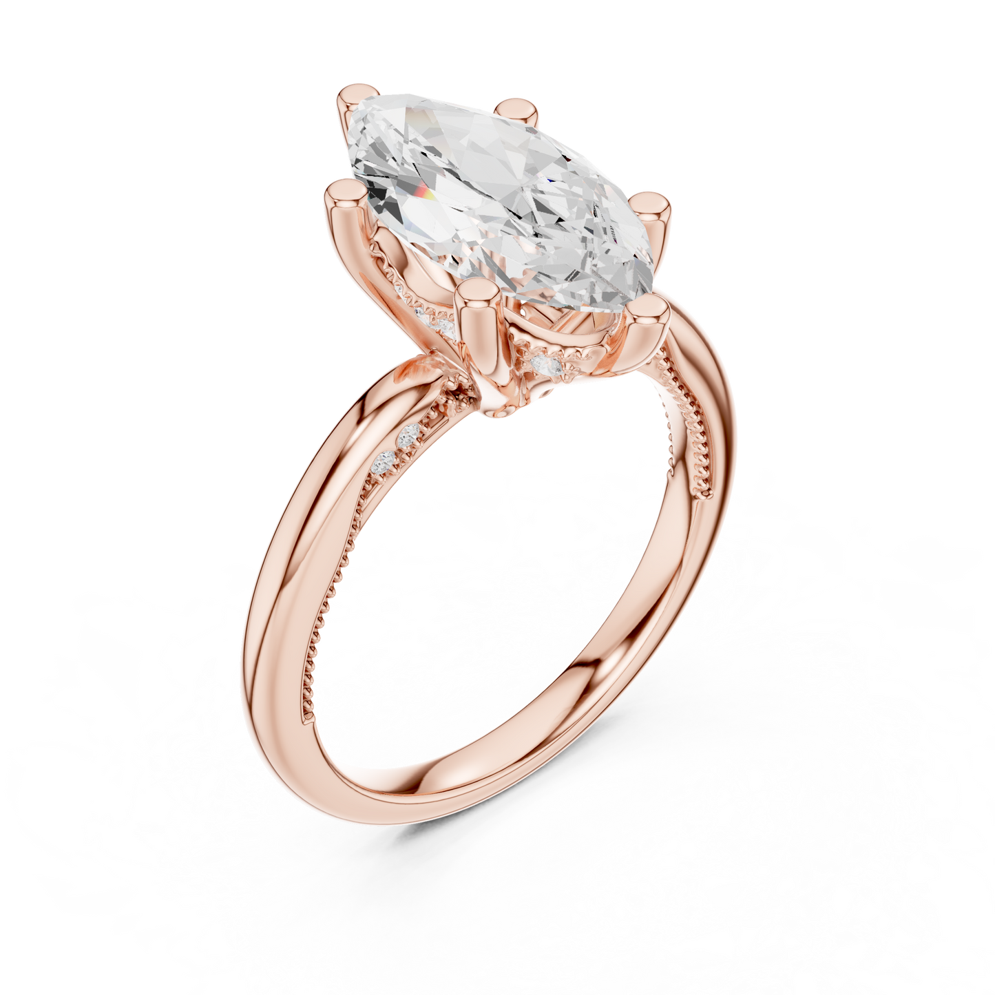 2.60ctw Marquise-Cut Diamond Solitaire Hidden Halo Engagement Ring | Solid Gold