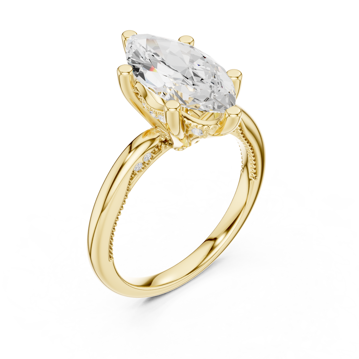 2.60ctw Marquise-Cut Diamond Solitaire Hidden Halo Engagement Ring | Solid Gold