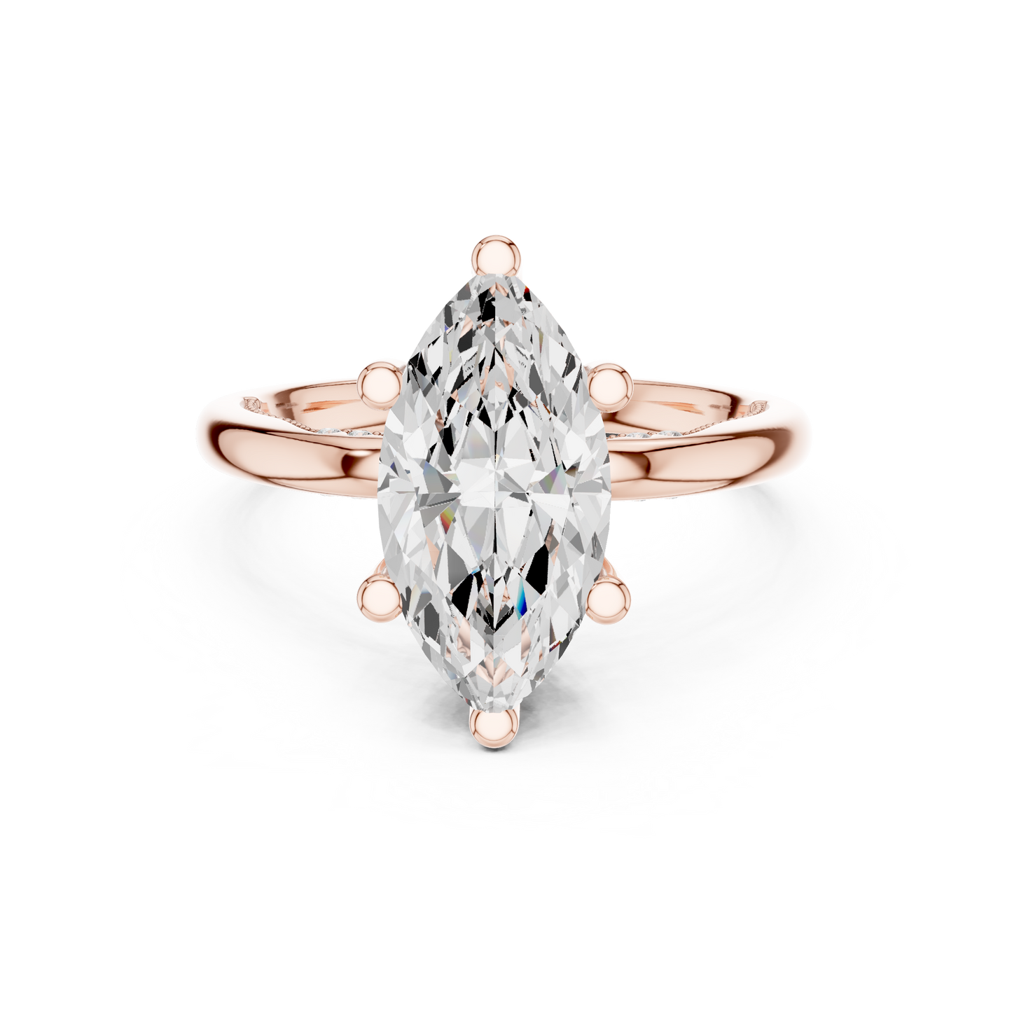 2.60ctw Marquise-Cut Diamond Solitaire Hidden Halo Engagement Ring | Solid Gold