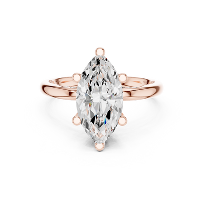 2.60ctw Marquise-Cut Diamond Solitaire Hidden Halo Engagement Ring | Solid Gold