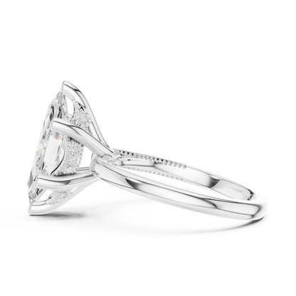2.60ctw Marquise-Cut Diamond Solitaire Hidden Halo Engagement Ring | Solid Gold