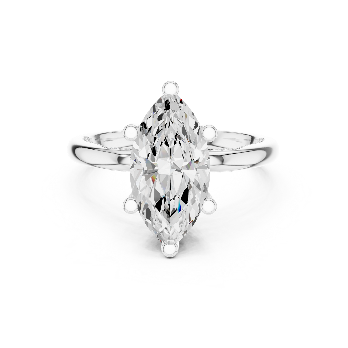2.60ctw Marquise-Cut Diamond Solitaire Hidden Halo Engagement Ring | Solid Gold