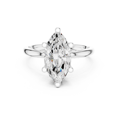 2.60ctw Marquise-Cut Diamond Solitaire Hidden Halo Engagement Ring | Solid Gold