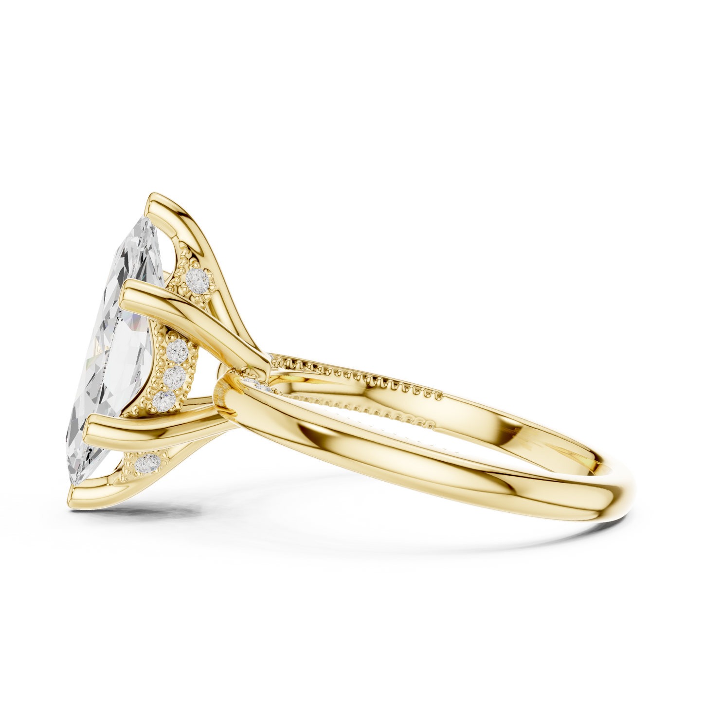 2.60ctw Marquise-Cut Diamond Solitaire Hidden Halo Engagement Ring | Solid Gold