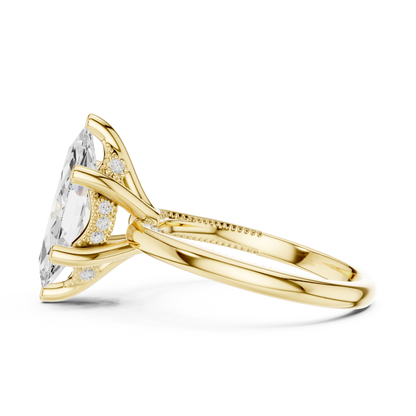 2.60ctw Marquise-Cut Diamond Solitaire Hidden Halo Engagement Ring | Solid Gold