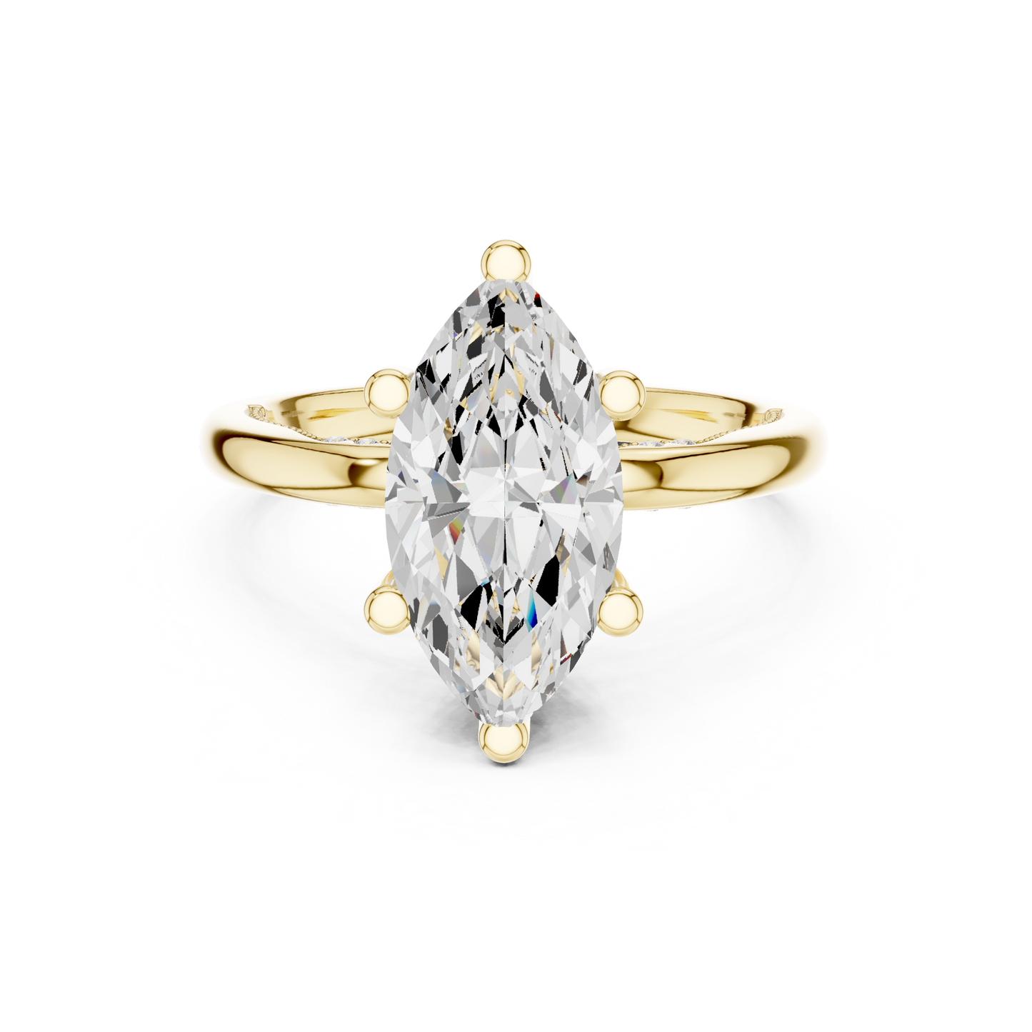 2.60ctw Marquise-Cut Diamond Solitaire Hidden Halo Engagement Ring | Solid Gold