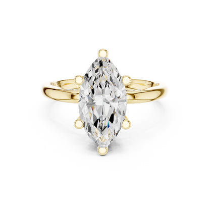 2.60ctw Marquise-Cut Diamond Solitaire Hidden Halo Engagement Ring | Solid Gold