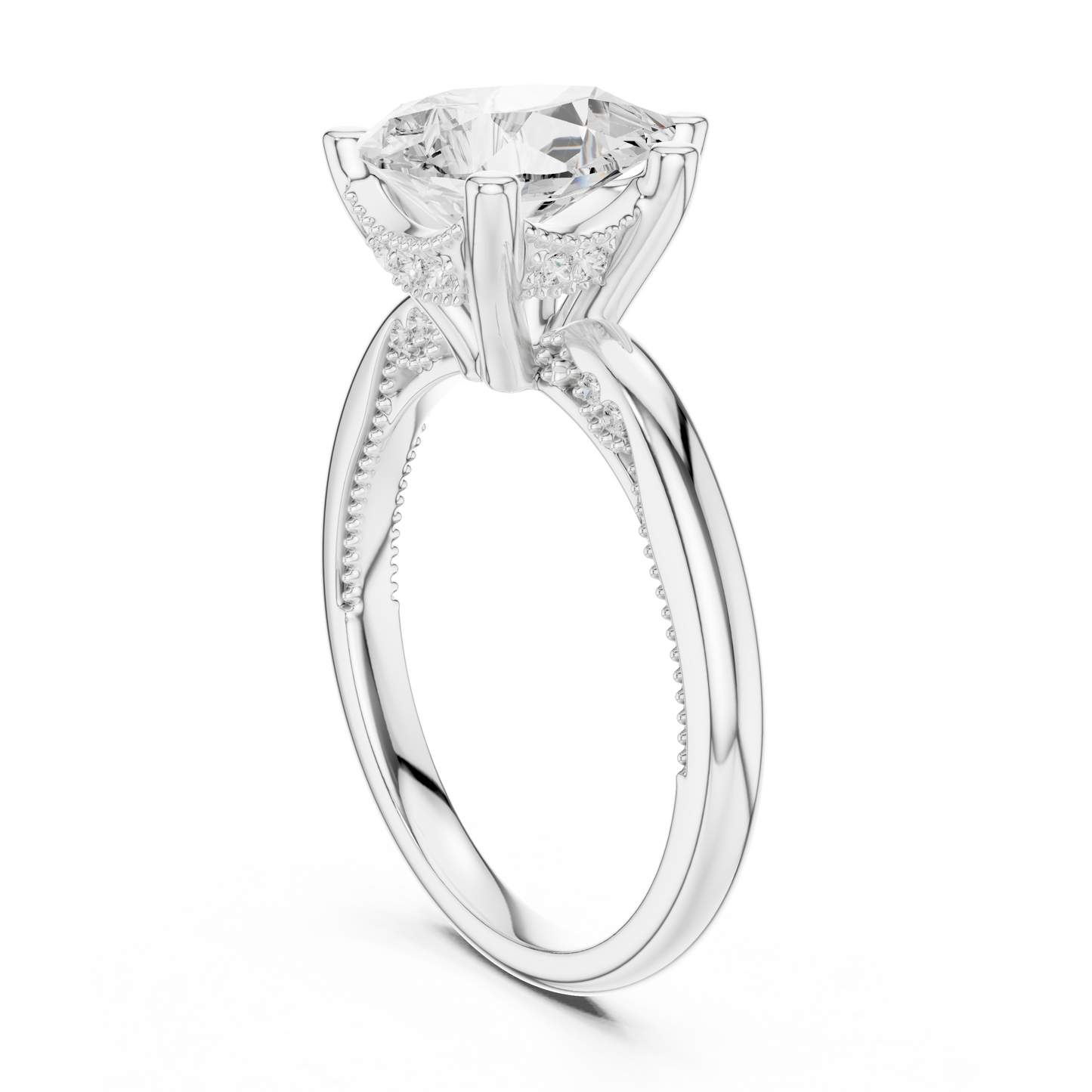 2.60ctw Pear-Cut Diamond Solitaire Hidden Halo Engagement Ring | Solid Gold