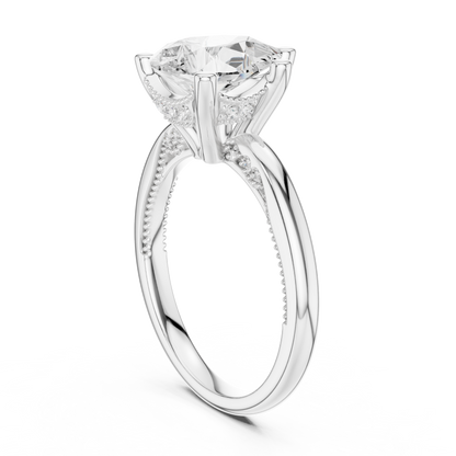 2.60ctw Pear-Cut Diamond Solitaire Hidden Halo Engagement Ring | Solid Gold