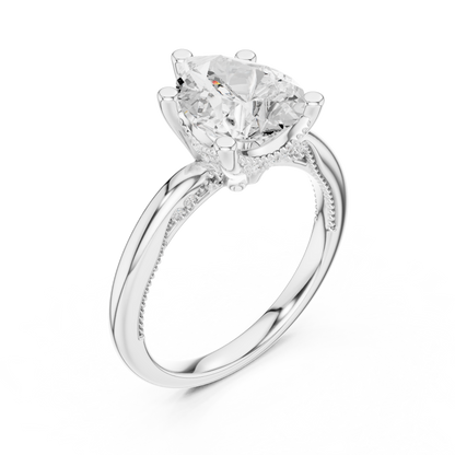 2.60ctw Pear-Cut Diamond Solitaire Hidden Halo Engagement Ring | Solid Gold