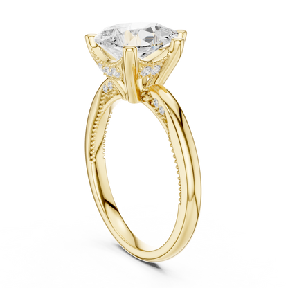 2.60ctw Pear-Cut Diamond Solitaire Hidden Halo Engagement Ring | Solid Gold