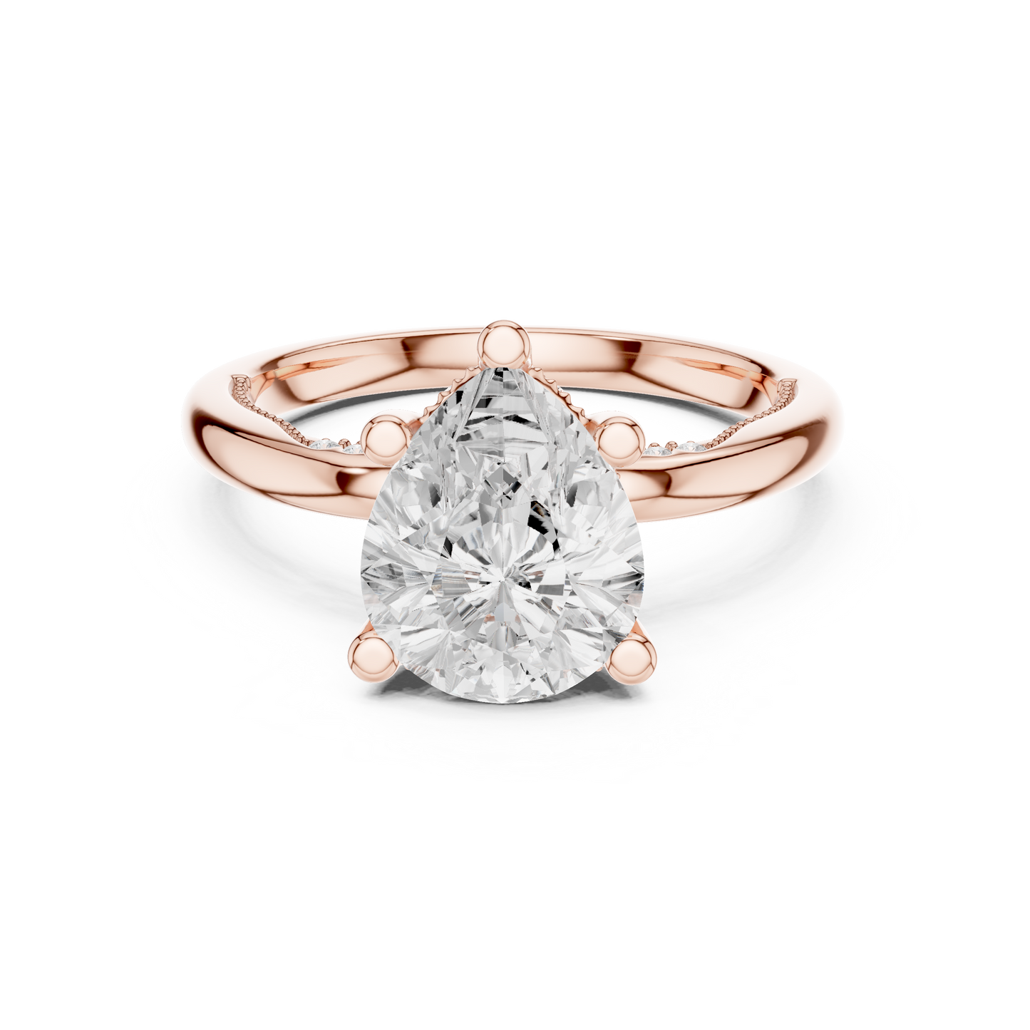 2.60ctw Pear-Cut Diamond Solitaire Hidden Halo Engagement Ring | Solid Gold