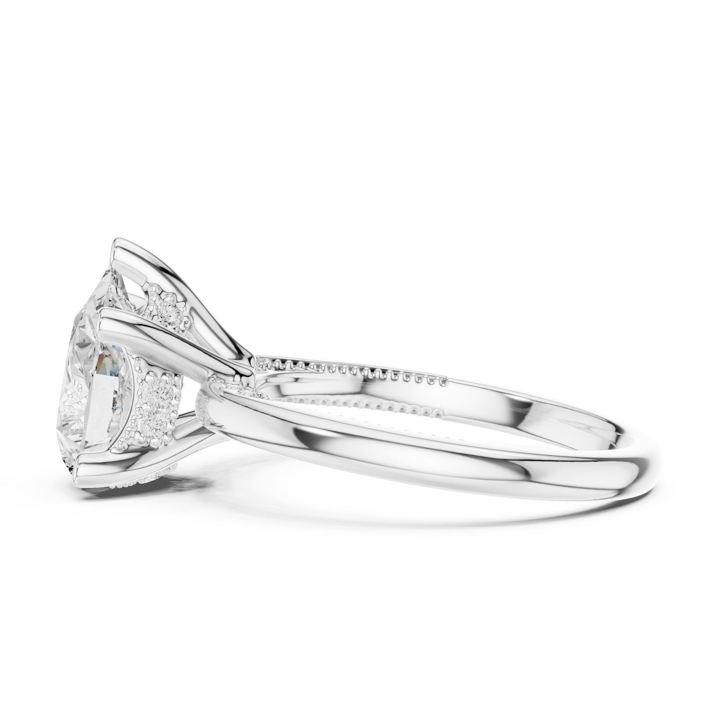 2.60ctw Pear-Cut Diamond Solitaire Hidden Halo Engagement Ring | Solid Gold