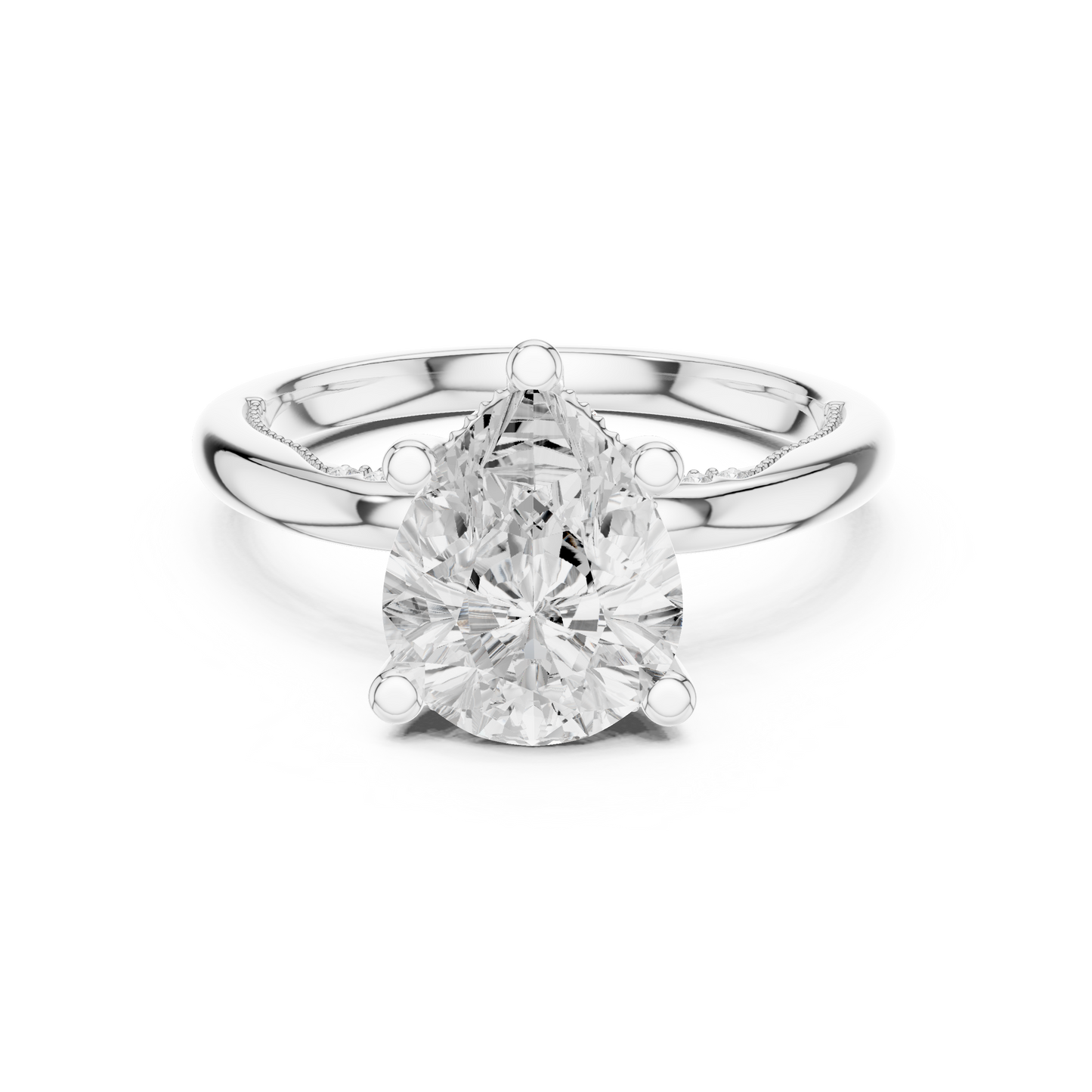 2.60ctw Pear-Cut Diamond Solitaire Hidden Halo Engagement Ring | Solid Gold