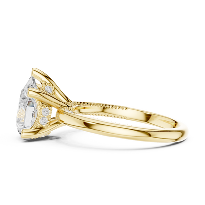 2.60ctw Pear-Cut Diamond Solitaire Hidden Halo Engagement Ring | Solid Gold