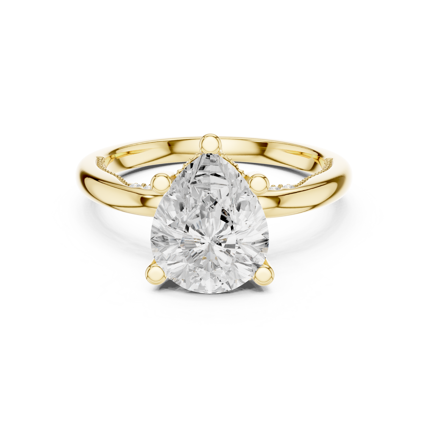 2.60ctw Pear-Cut Diamond Solitaire Hidden Halo Engagement Ring | Solid Gold