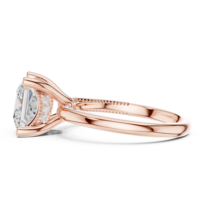 2.63ctw Princess-Cut Diamond Solitaire Hidden Halo Engagement Ring | Solid Gold