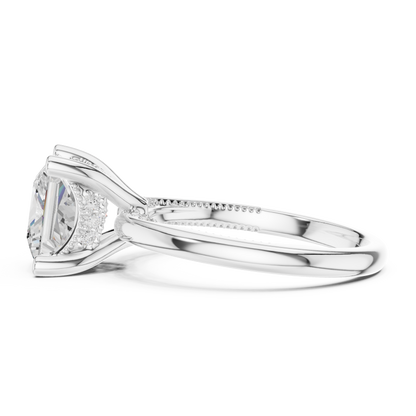 2.63ctw Princess-Cut Diamond Solitaire Hidden Halo Engagement Ring | Solid Gold