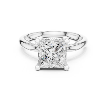 2.63ctw Princess-Cut Diamond Solitaire Hidden Halo Engagement Ring | Solid Gold