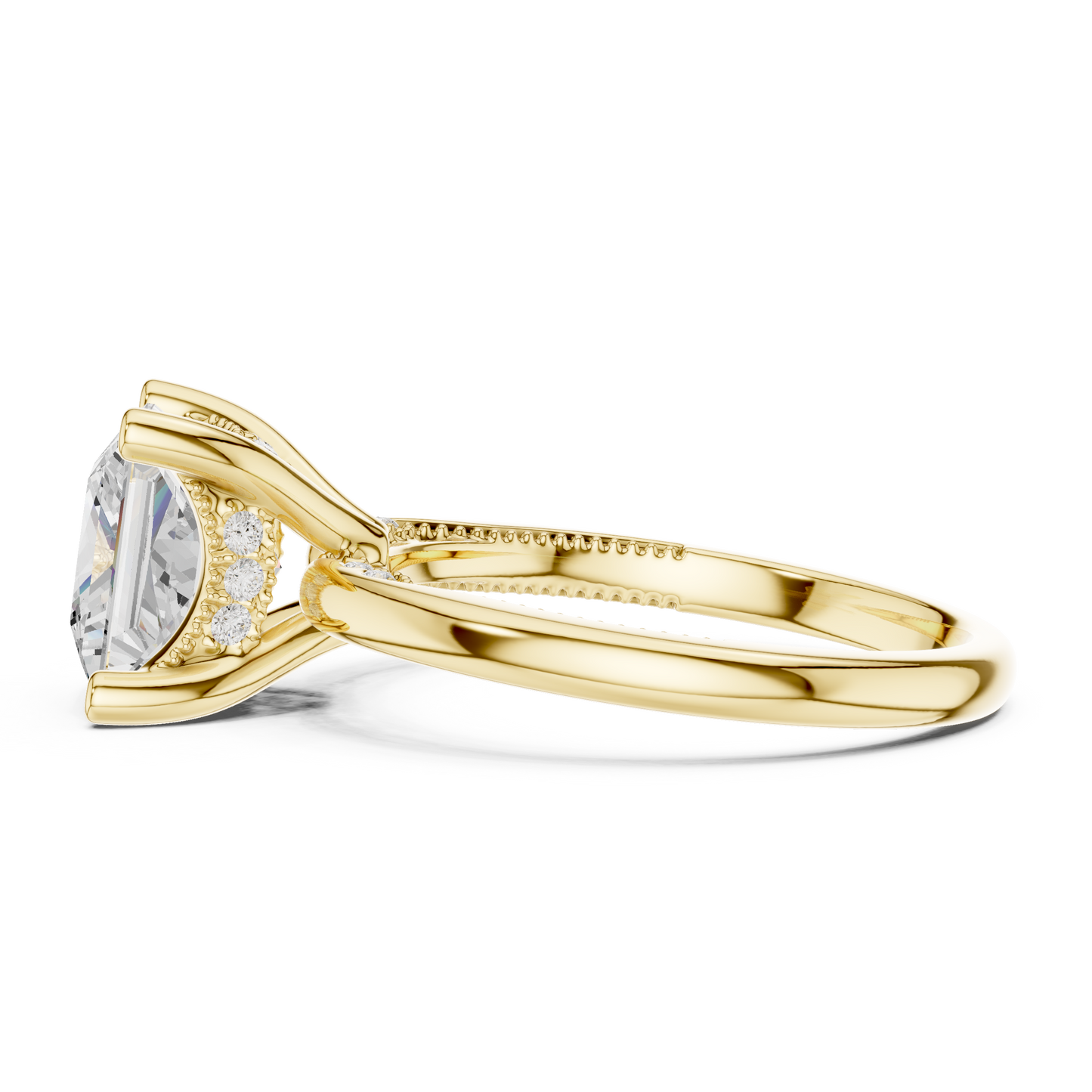 2.63ctw Princess-Cut Diamond Solitaire Hidden Halo Engagement Ring | Solid Gold