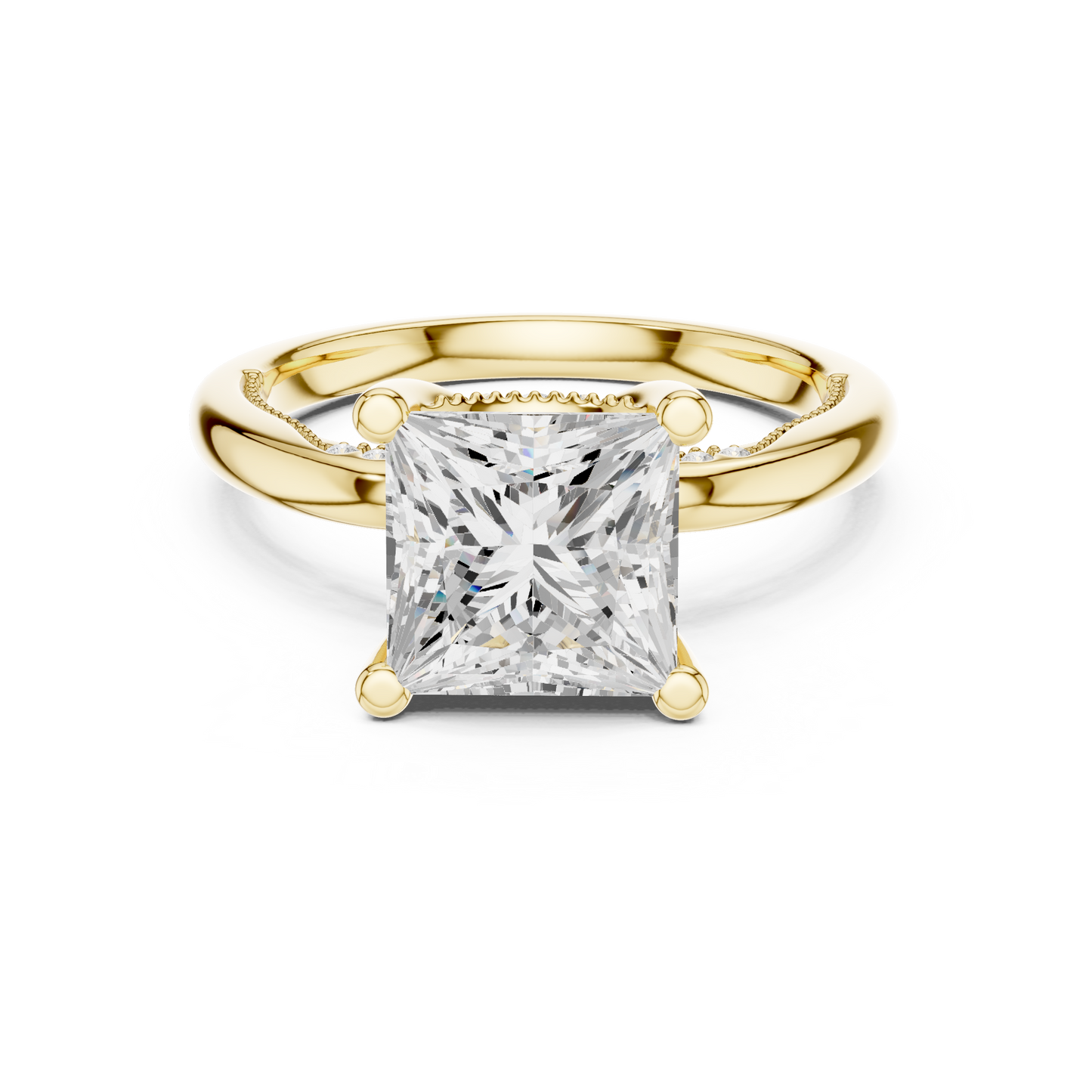2.63ctw Princess-Cut Diamond Solitaire Hidden Halo Engagement Ring | Solid Gold