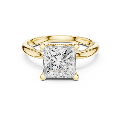 2.63ctw Princess-Cut Diamond Solitaire Hidden Halo Engagement Ring | Solid Gold