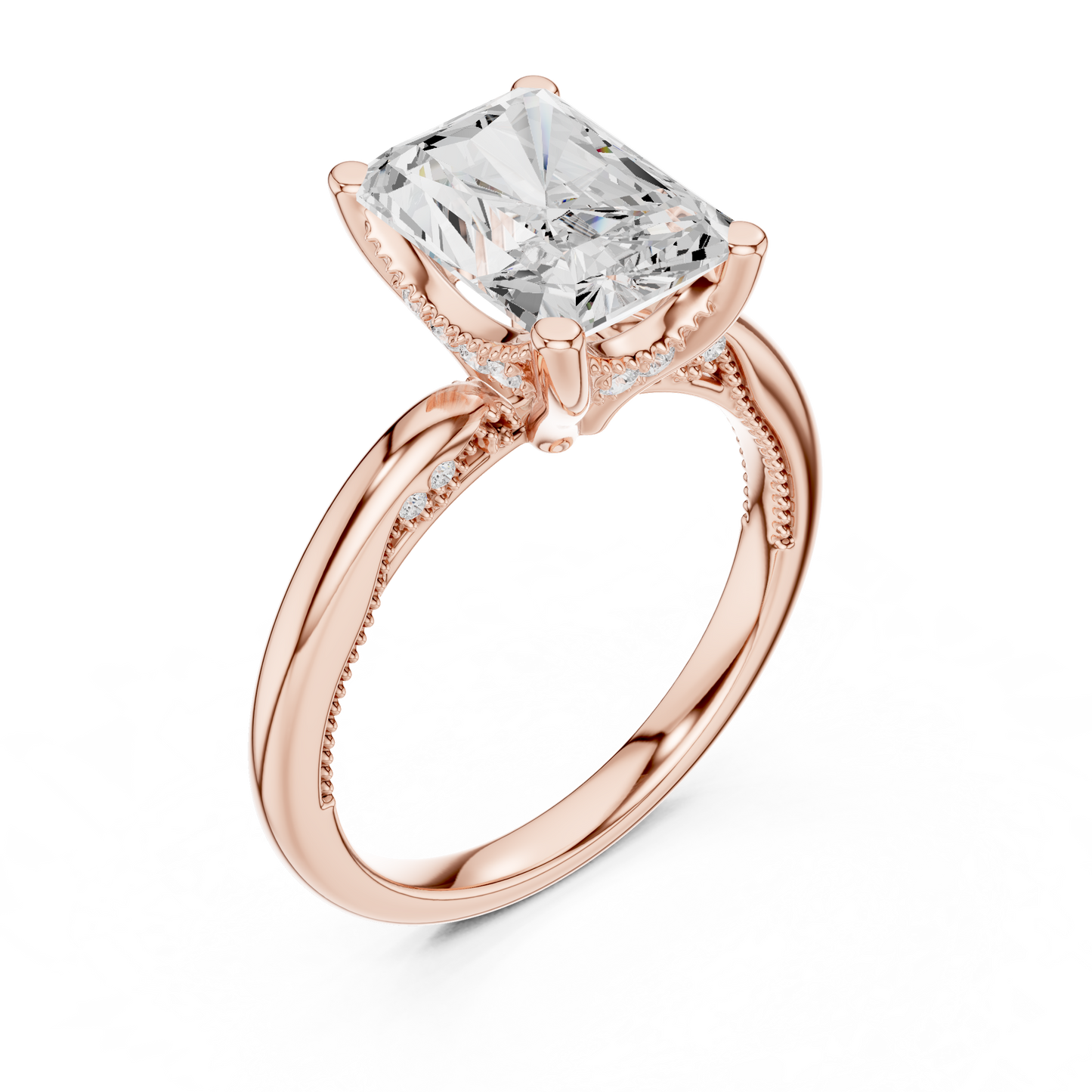 2.63ctw Radiant-Cut Diamond Solitaire Hidden Halo Engagement Ring | Solid Gold