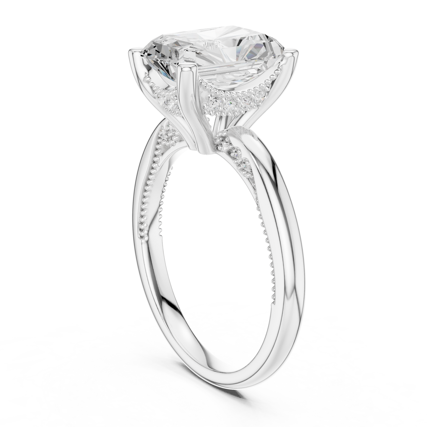 2.63ctw Radiant-Cut Diamond Solitaire Hidden Halo Engagement Ring | Solid Gold