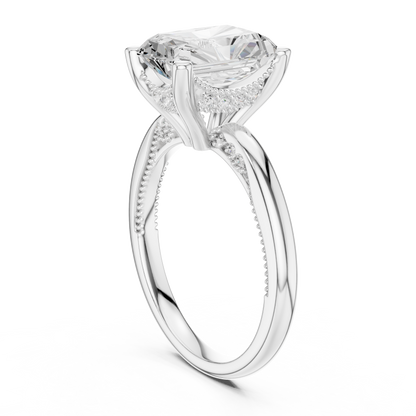 2.63ctw Radiant-Cut Diamond Solitaire Hidden Halo Engagement Ring | Solid Gold
