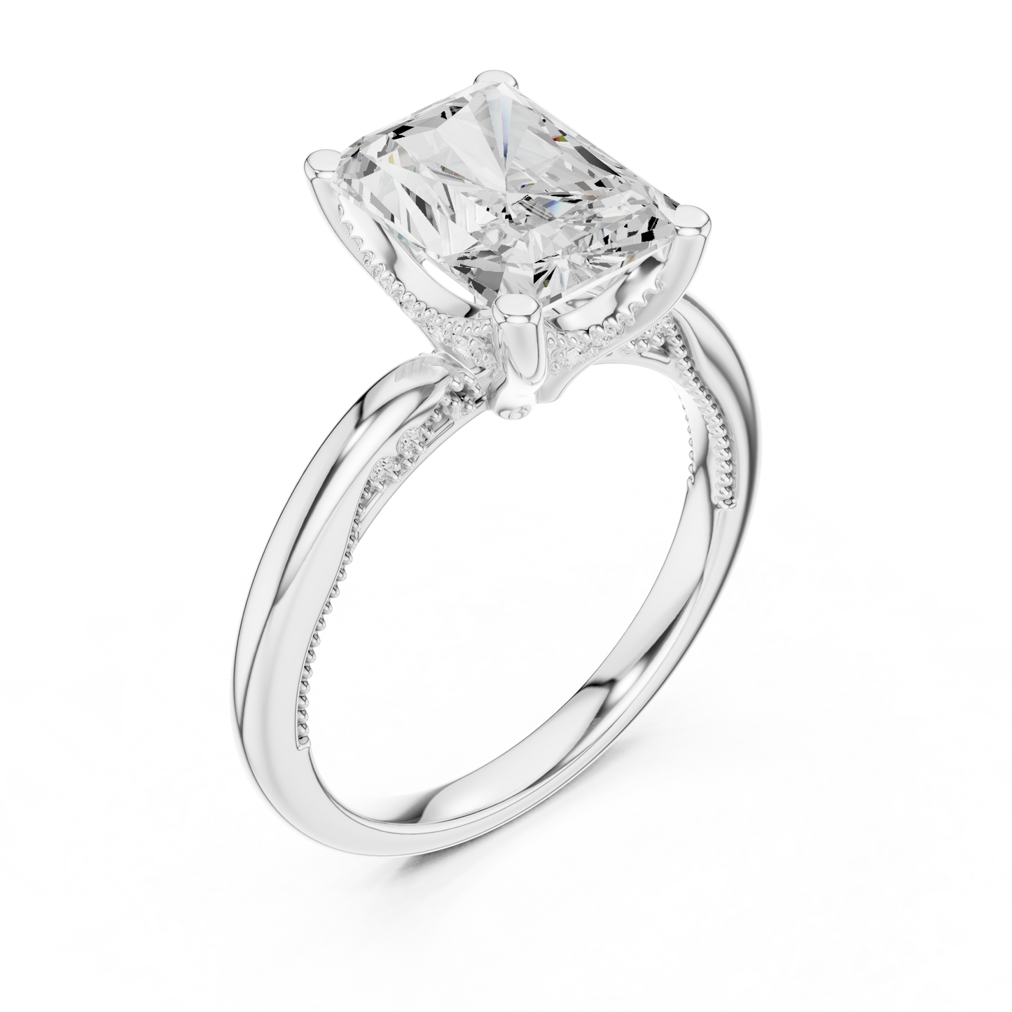 2.63ctw Radiant-Cut Diamond Solitaire Hidden Halo Engagement Ring | Solid Gold