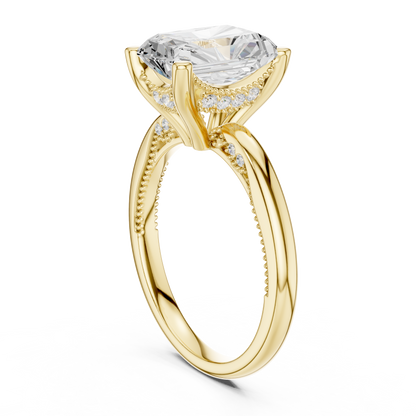 2.63ctw Radiant-Cut Diamond Solitaire Hidden Halo Engagement Ring | Solid Gold