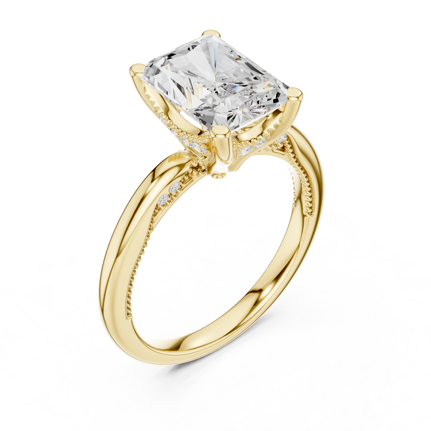 2.63ctw Radiant-Cut Diamond Solitaire Hidden Halo Engagement Ring | Solid Gold