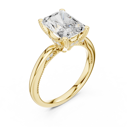 2.63ctw Radiant-Cut Diamond Solitaire Hidden Halo Engagement Ring | Solid Gold