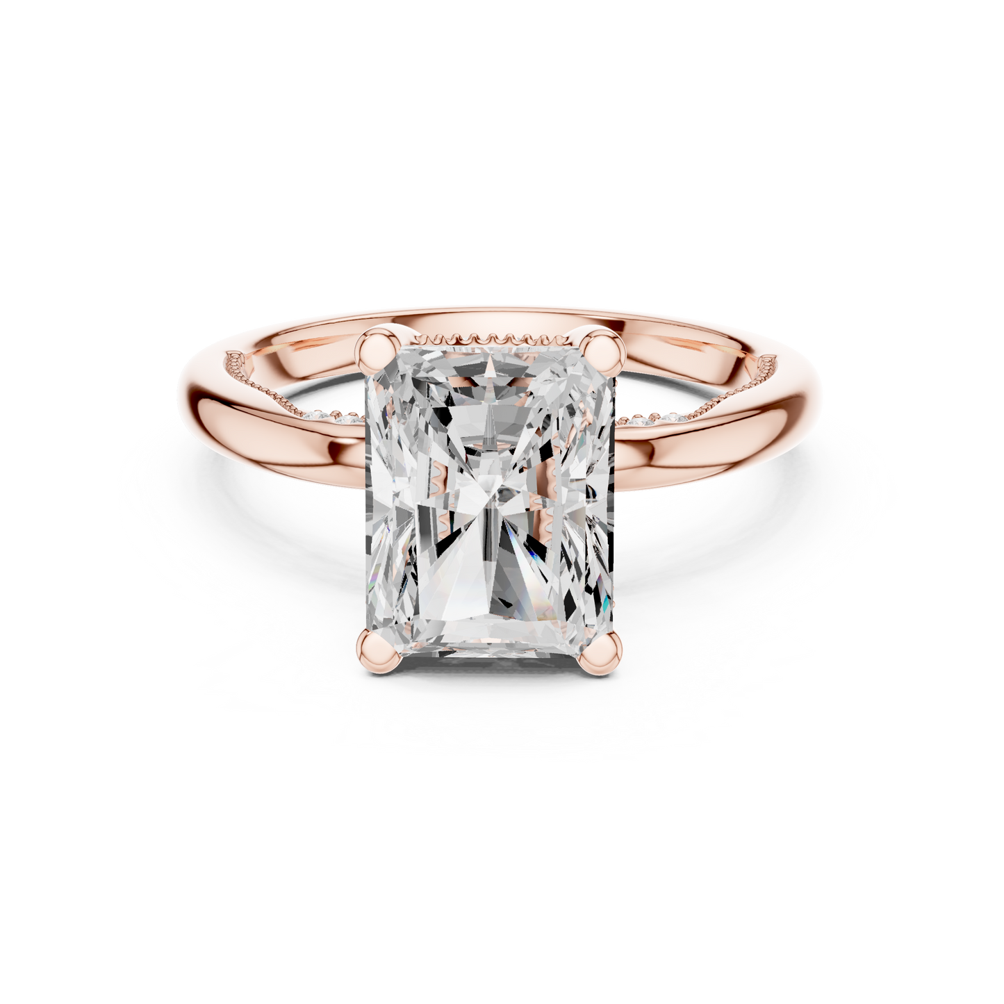 2.63ctw Radiant-Cut Diamond Solitaire Hidden Halo Engagement Ring | Solid Gold