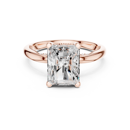 2.63ctw Radiant-Cut Diamond Solitaire Hidden Halo Engagement Ring | Solid Gold