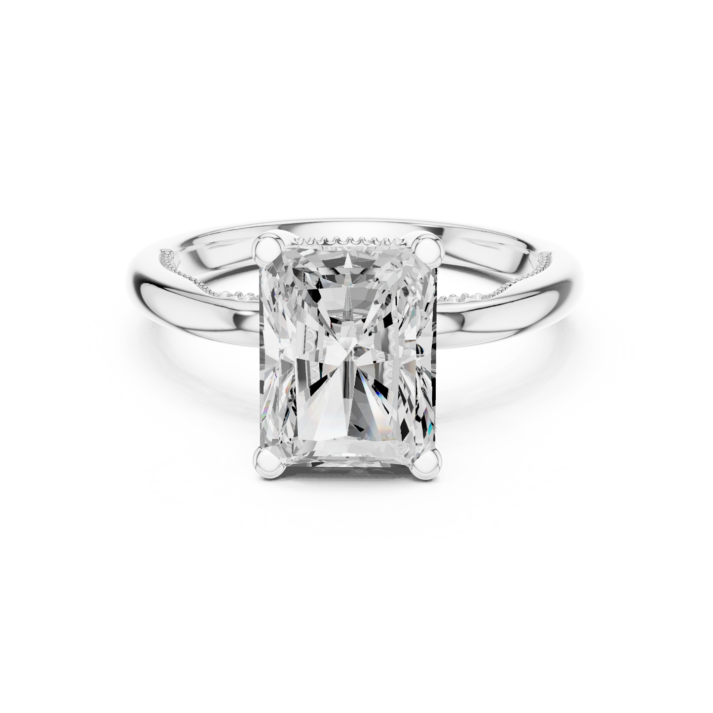 2.63ctw Radiant-Cut Diamond Solitaire Hidden Halo Engagement Ring | Solid Gold