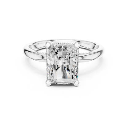 2.63ctw Radiant-Cut Diamond Solitaire Hidden Halo Engagement Ring | Solid Gold