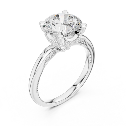 2.63ctw Round-Cut Diamond Solitaire Hidden Halo Engagement Ring | Solid Gold