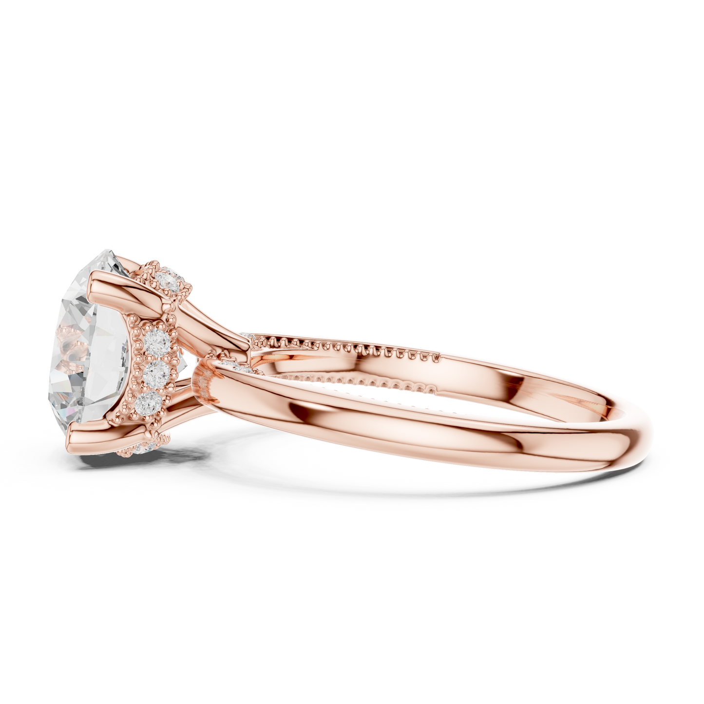 2.63ctw Round-Cut Diamond Solitaire Hidden Halo Engagement Ring | Solid Gold