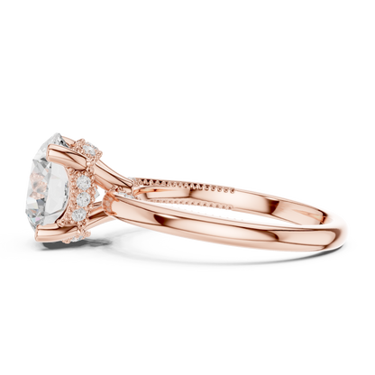 2.63ctw Round-Cut Diamond Solitaire Hidden Halo Engagement Ring | Solid Gold